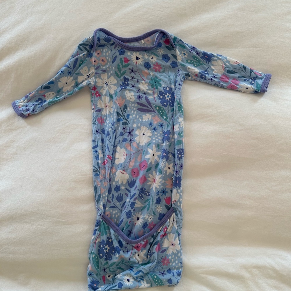 Little Sleepies Blue and Purple Floral Newborn Gown